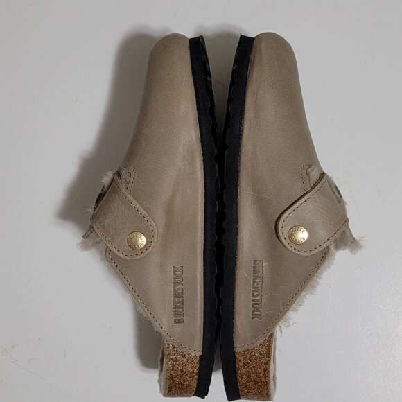 Birkenstock Boston Big Buckle Shearling Clog Womens 39 8/8.5 Brown Cozy Boho - Picture 5 of 8